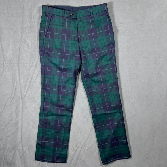 Bonobos Athletic Fit Wool Trousers Plaid Holiday 🎄 32x31 blue green $118 - Picture 1 of 5